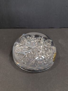 VTG Cristal France Snowflake Clear Paperweight Genuine Lead Crystal Paperweight